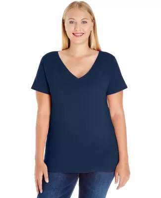 LAT 3807 Curvy Collection Women's V-Neck Tee NAVY
