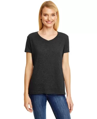 Hanes 42VT Women's V-Neck Triblend Tee with Fresh  in Sol black trblnd
