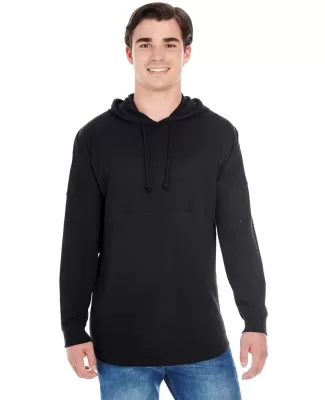 J America 8228 Hooded Game Day Jersey T-Shirt BLACK