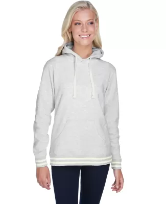 J America 8651 Relay Women's Hooded Pullover Sweat ASH