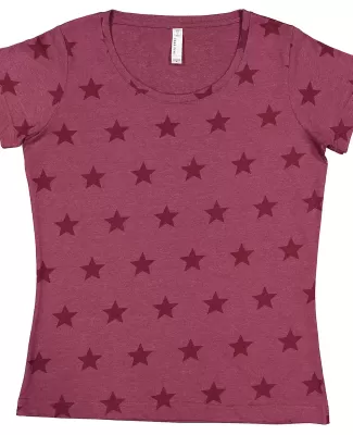 Code V 3629 Ladies' Five Star T-Shirt BURGUNDY STAR