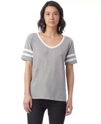 Alternative Apparel 5058BP Ladies' Varisty T-Shirt in Smoke grey/ wht