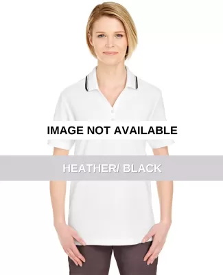8546 UltraClub® Ladies' Short-Sleeve Whisper Piqu HEATHER/ BLACK