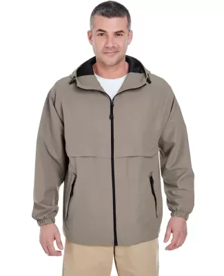 8908 UltraClub® Adult Microfiber Hooded Zip-Front DRIFTWOOD