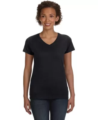 3507 LA T Ladies V-Neck Longer Length T-Shirt BLACK