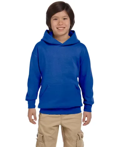 P470 Hanes Youth EcoSmart Pullover Hooded Sweatshi in Deep royal front view
