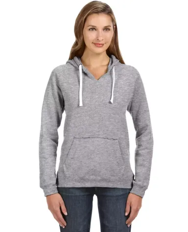 J America 8836 Women's Sueded V-Neck Hooded Sweats OXFORD front view