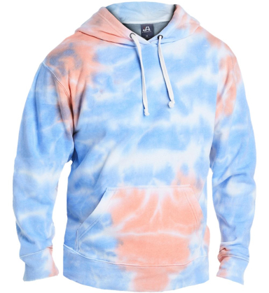 J America 8861 Adult Tie-Dye Pullover Hooded Sweat SUNSET TIE DYE front view