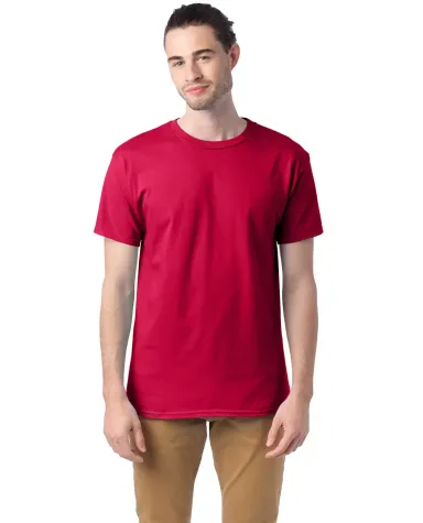 5280 Hanes Heavyweight T-shirt in Athletic crimson front view