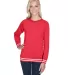 J America 8652 Relay Women's Crewneck Sweatshirt RED front view